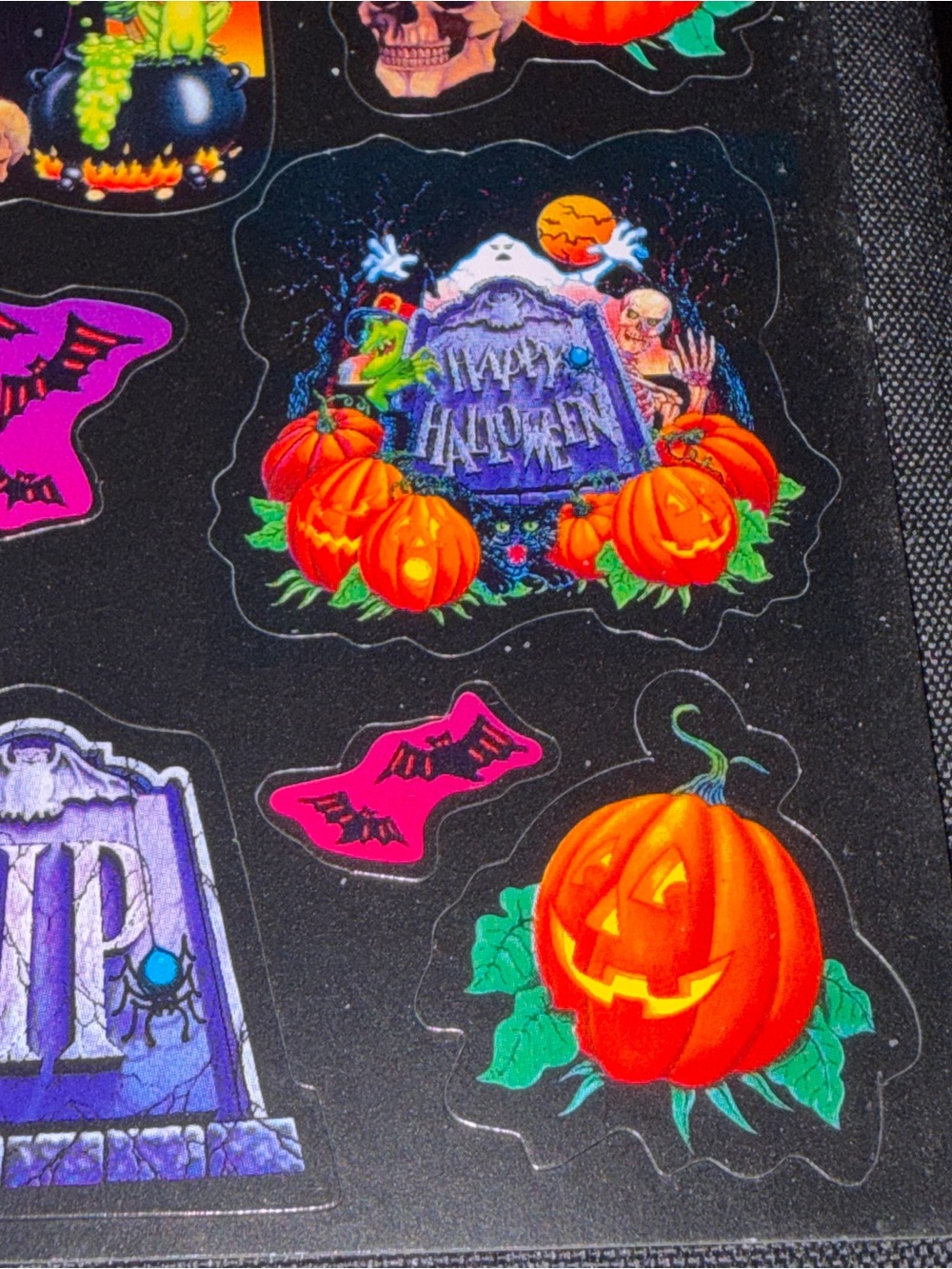 Vtg 1990s Eye Catching Bright Halloween Themed Full Sticker Sheet - Picture 7 of 7